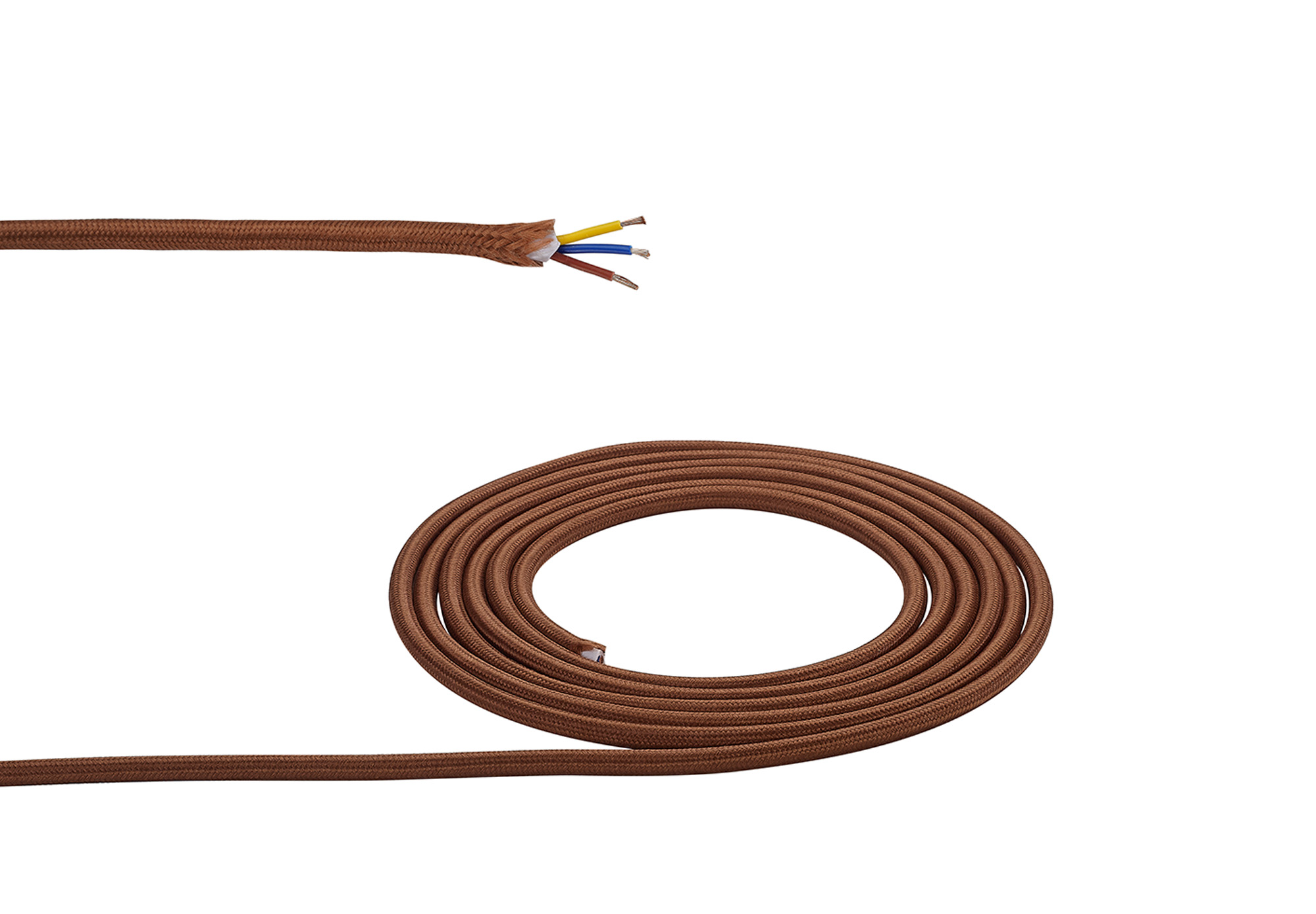 D0824  Cavo 1m Brown Braided 3 Core 0.75mm Cable
